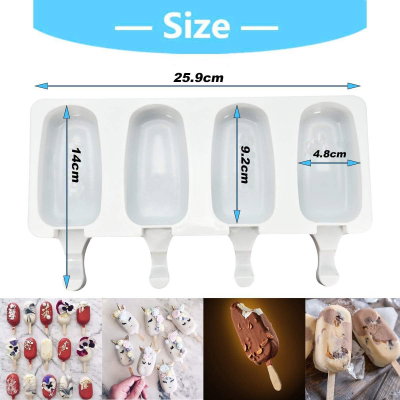 Molde De Silicona 4 Paletas De Helado Redondeada