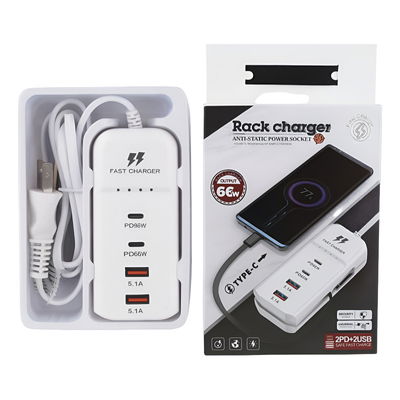 Cargador Múltiple Rack Charger 66W 2 USB-C + 2 USB Carga PD