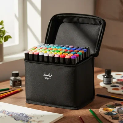 Kit De Marcadores Doble Punta Set X 60u Touch Rotuladores Alcohol Para Dibujo