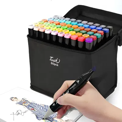 Kit De Marcadores Doble Punta Set X 60u Touch Rotuladores Alcohol Para Dibujo