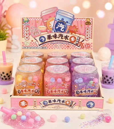 Slime Bubble Tea Con Glitter