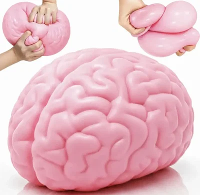 Cerebro Gigante Squishy Antiestrés Rosa 15cm
