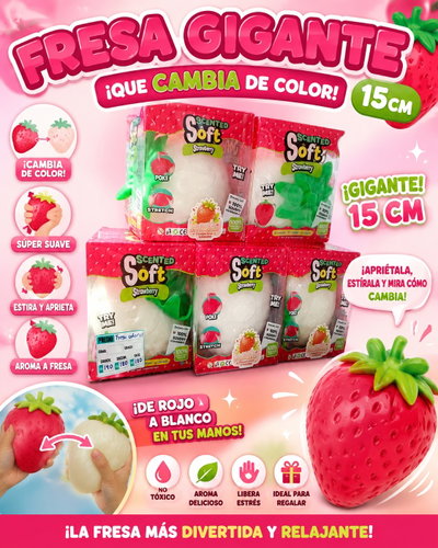 Squishy Frutilla Fresa Gigante De 15cm Que Cambia De Color