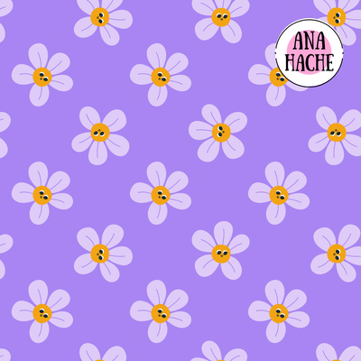 C2075 Cordura Sublimada, Margarita fondo violeta