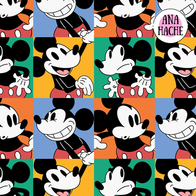  C2067 Cordura Sublimada, Mickey en cuadrados 