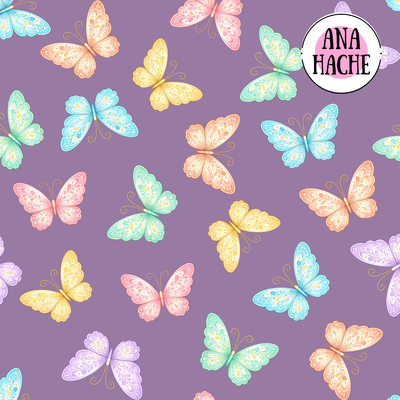 S1139 Silver sublimado, mariposas violeta