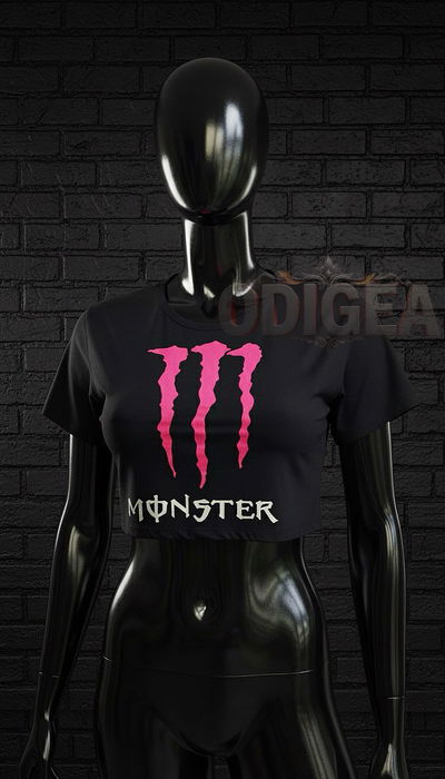 Remera top monster rosa