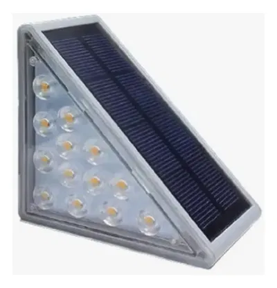 Aplique Led Solar Perfilado Para Escalera Luz Calida 13 Led Gris x 2
