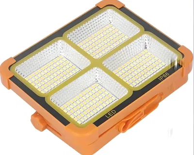 Reflector Solar Recargable Portatil Led Exterior 1000w New Naranja Blanco Y Cálido