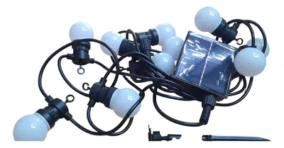Guirnalda Solar 5m Luz Cál Led Fiesta Bar Lluvia 10 Focos - Cable Negro