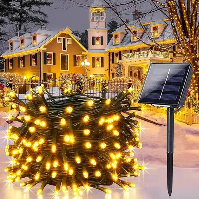 Luces Navideñas Solar 50 Led 10m Exterior Blanco Calido Ya