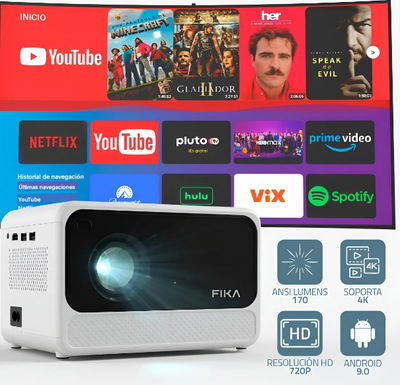 Mini proyector, wi fi y 4k. Fika (precio mayorista, minimo 6 unidades)