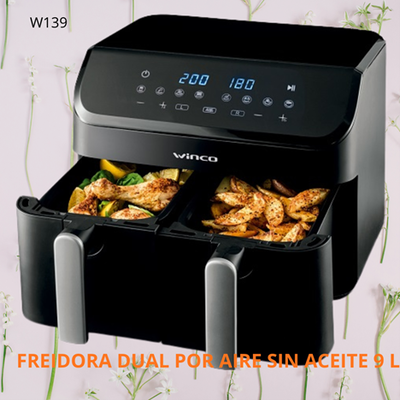 Freidora Dual por aire SIN ACEITE , 9LT.