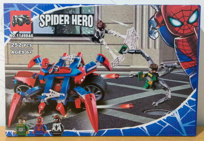 Bloques Spider man y araña-bot con moto