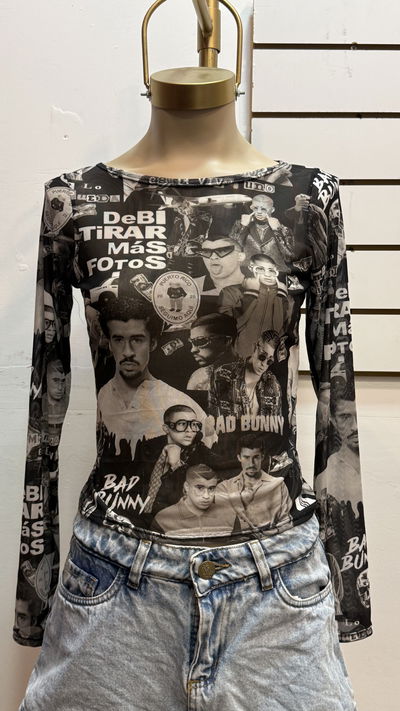 REMERA MANGA LARGA BADBUNNY