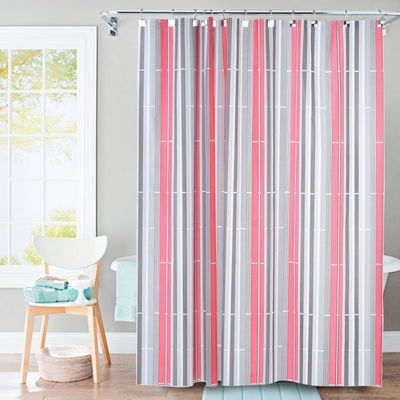 Cortina de Baño Doble | Rayas Rojas