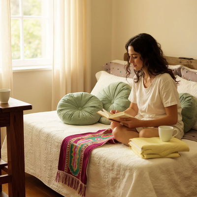 Cubrecama 2 1/2p o Queen C/Fundas | Blanco 100% Algodón