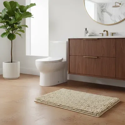 Alfombra de Baño Shaggy Antideslizante | Natural 