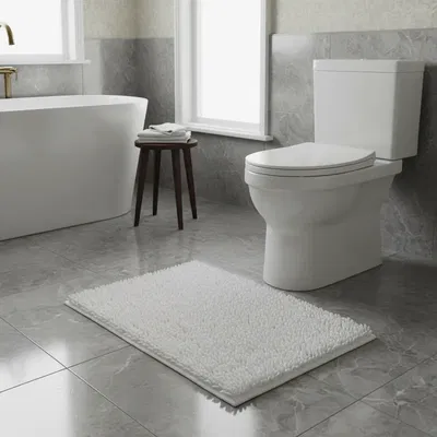 Alfombra de Baño Shaggy Antideslizante | Blanco