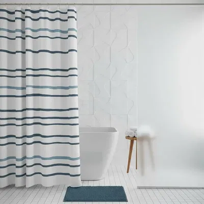 Set Baño Wavy Lines | Cortina+Alfombra+Ganchos