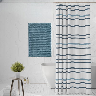 Set Baño Wavy Lines | Cortina+Alfombra+Ganchos