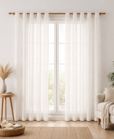 Juego de Cortinas Voile "Largas" | Blanco