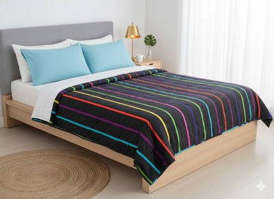 Cover Cubrecamas Twin Reversible | Rayas Multicolor