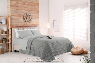 Acolchado 2 1/2p con Reverso Corderito | Sense Duo Gris