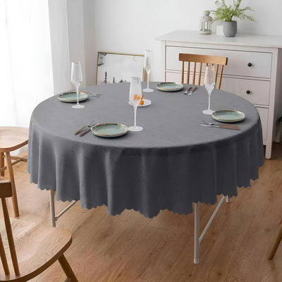 Mantel Redondo 180cm | Labrado Gris Oscuro