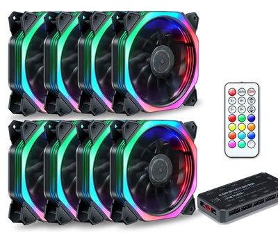 Kit 8 Coolers Argb 120mm Con Control Remoto Oem Qubik Aurora