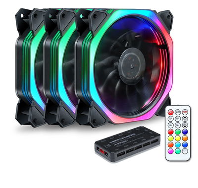 Kit 3 Coolers Argb 120mm Con Control Remoto Oem Qubik Aurora