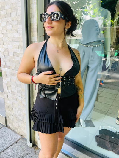 Falda Tableada con Hebilla 