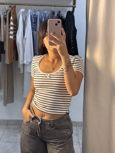 Remera Rayada c/puntilla