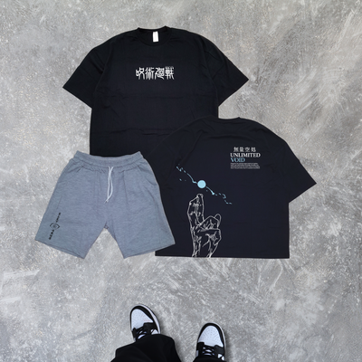 COMBO Remera Boxy Fit Satoru Gojo y Short Rustico