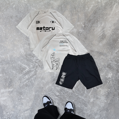 COMBO Remera Boxy Fit Satoru Gojo y Short Rustico