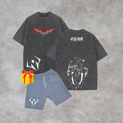 Sukuna - Remera Oversize Prewash + Short Rustico 🎁