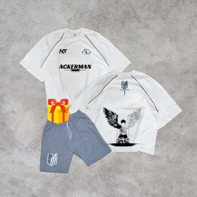Remera Boxy Fit Levi Ackerman + Short Rustico 🎁