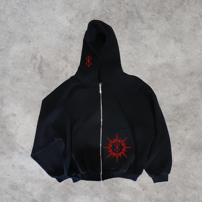 Berserk - Campera Boxy Fit De Frisa Peinada Premium Con Cierre Metalizado