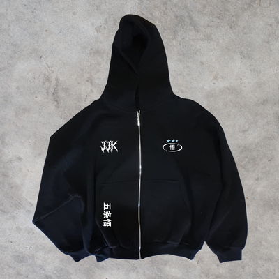 Satoru Gojo - Campera Boxy Fit De Frisa Peinada Premium Con Cierre Metalizado