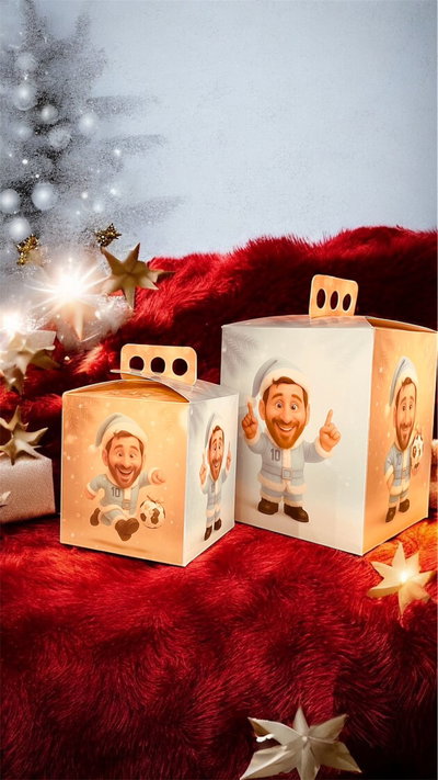 CAJA PAN DULCE 1/2 MESSI 15X15X18