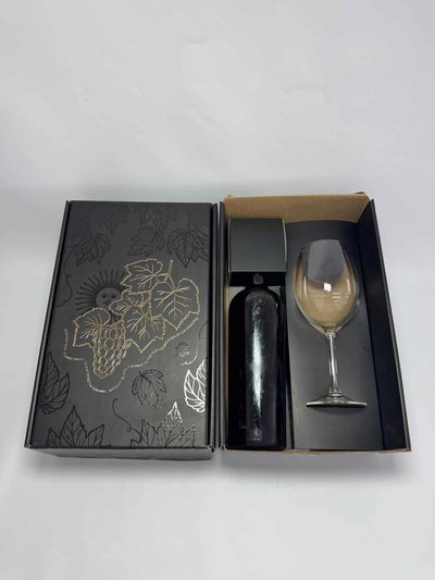 CAJA PARA VINO + COPA 20X30X10