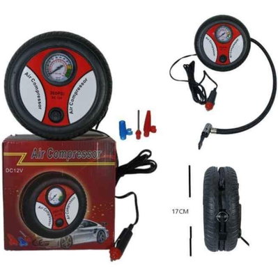 Compresor inflador 12V tipo rueda para auto y bici