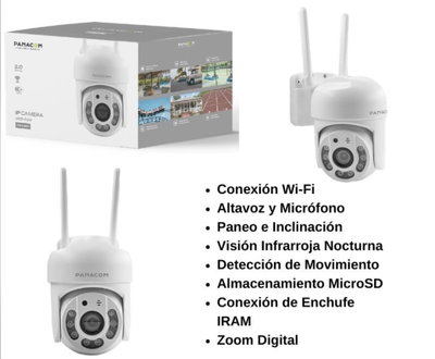 Cámara de seguridad Panacom WiFi 360° exterior con audio y microSD