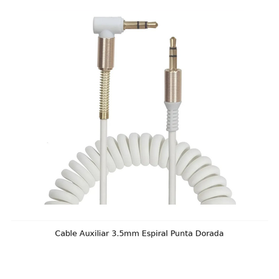 Cable Auxiliar 3.5mm Espiralado 1.80mts 90° Audio Stereo