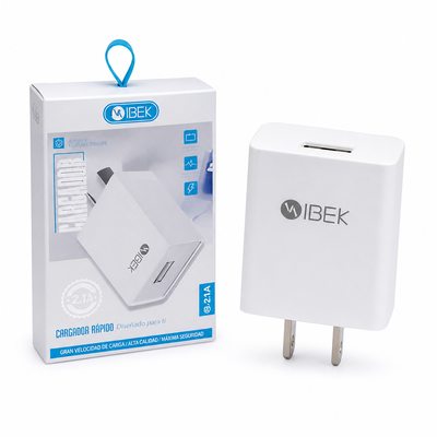Cargador USB 2.1A IBEK Cabezal Carga Rápida 1 Puerto 220V