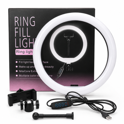 Aro de Luz LED Ring Light 10” USB con Soporte para Celular