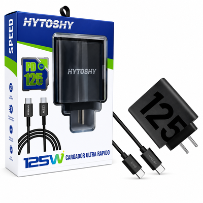Cargador Rápido USB-C 125W con Cable Tipo C a Tipo C
