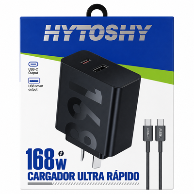 Cargador Ultra Rápido HYTOSHY 168W con Cable Tipo C