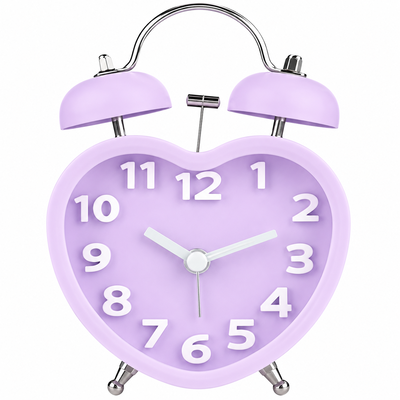 Reloj Despertador Corazón Lila con Campana