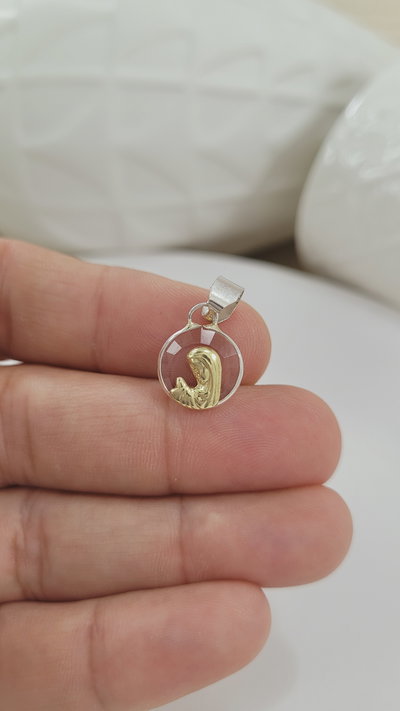 Medalla de plata Virgen Niña Cristal Combinada